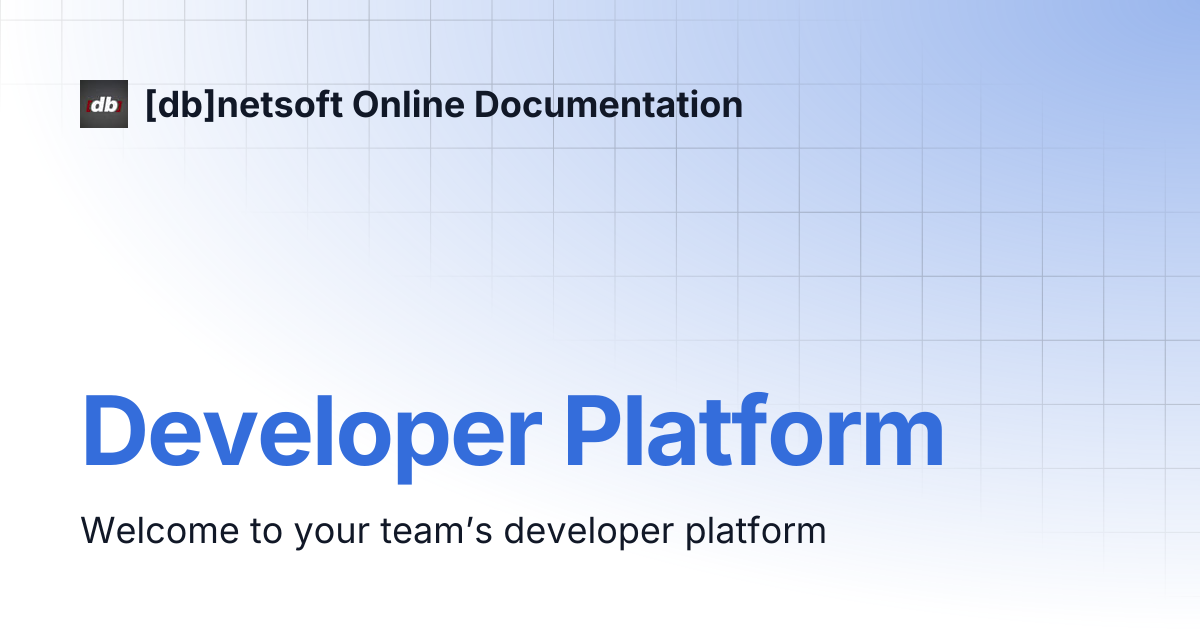 Developer Platform | [db]netsoft Online Documentation