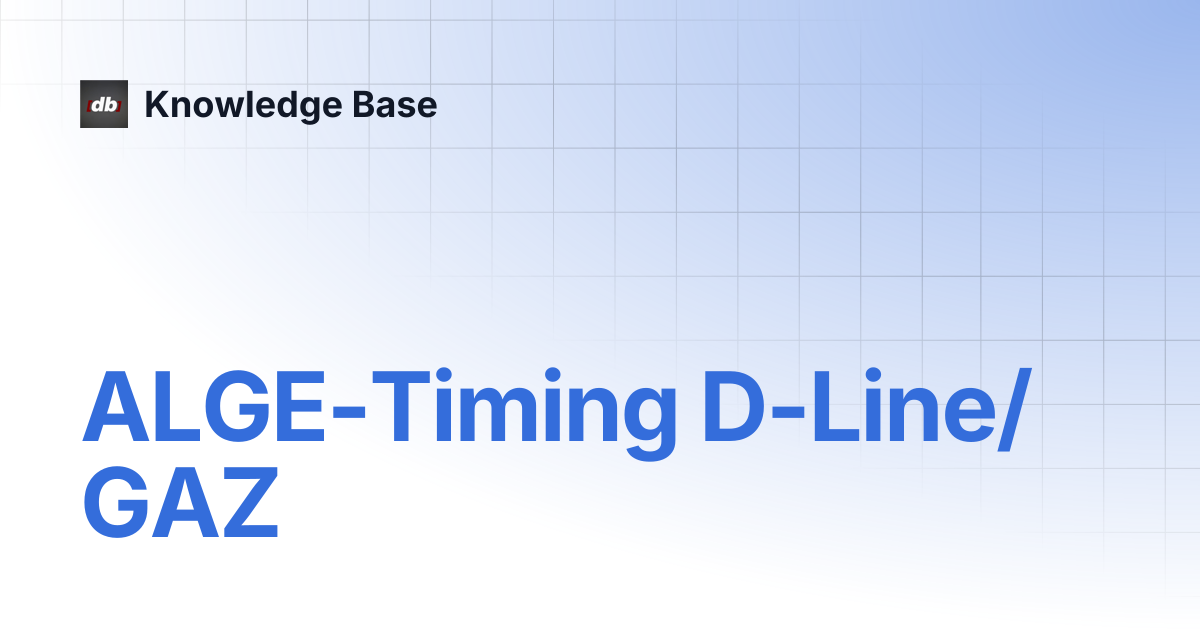 ALGE-Timing D-Line/GAZ | Knowledge Base